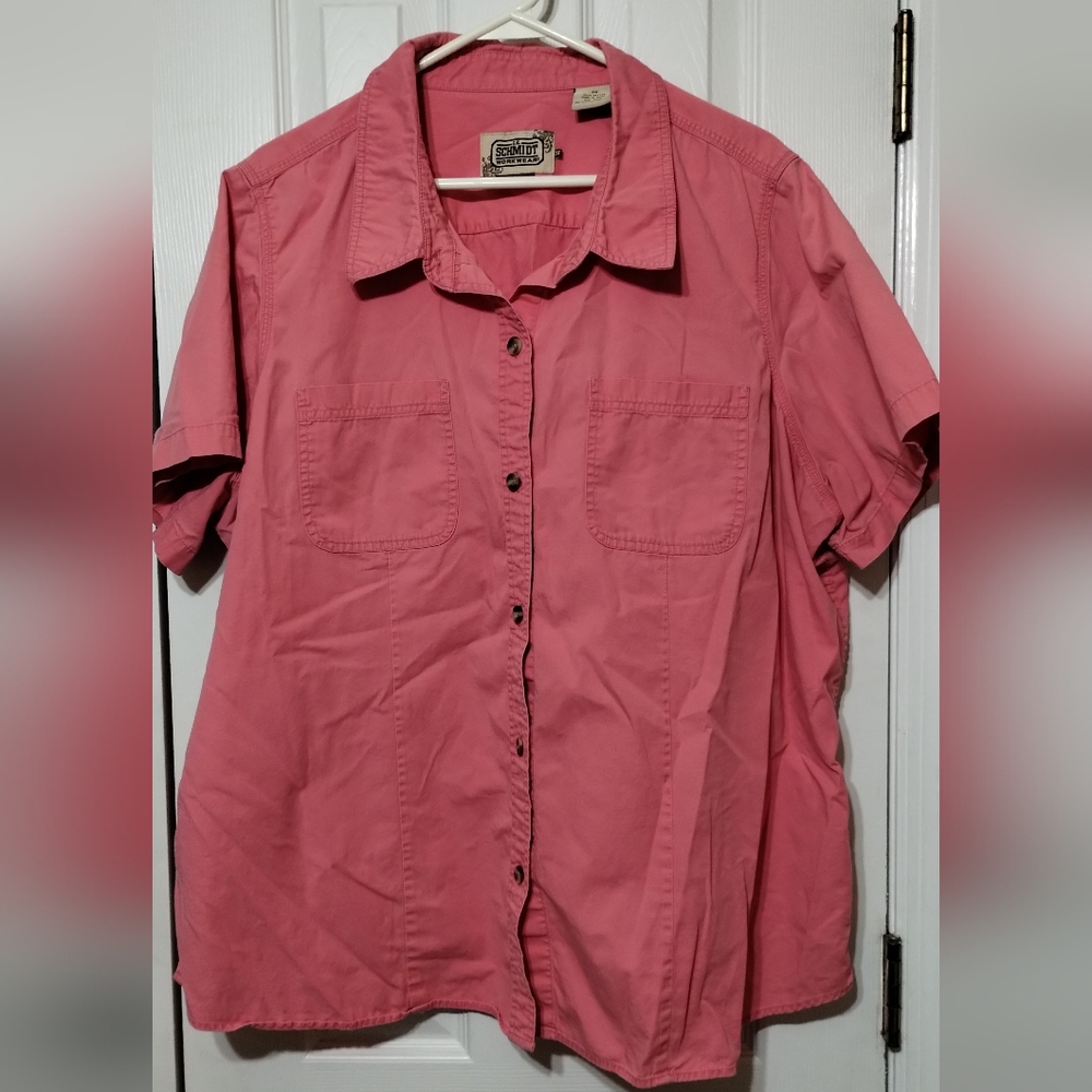 C.E. Schmidt Workwear Fit For Her Women's Size 3X Coral Pink Button Down Shirt